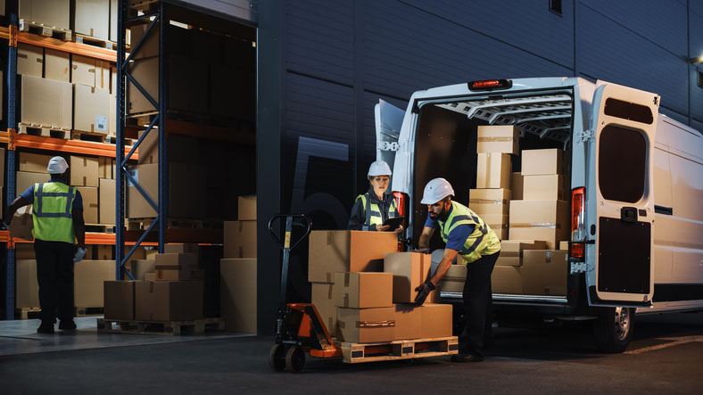 Field service team logistics at warehouse loading inventory